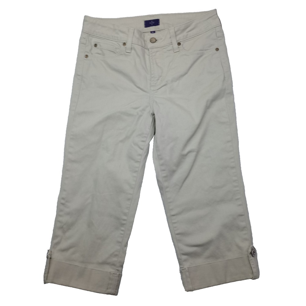 NYDJ‎ Womens Crop Jeans Beige Lift Tuck Stretch Denim Mid Rise Size 4P